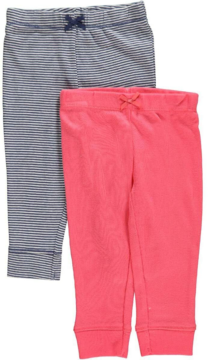

ТРИКОТАЖНЫЕ БРЮКИ CARTERS 2PK ИЗ ХЛОПКА В РЕБРУСКУ С СИНЕЙ/БЕЛОЙ ПОЛОСКОЙ, КОРАЛЛОВЫЕ ДЕВОЧКИ, 18М, Blue and pink