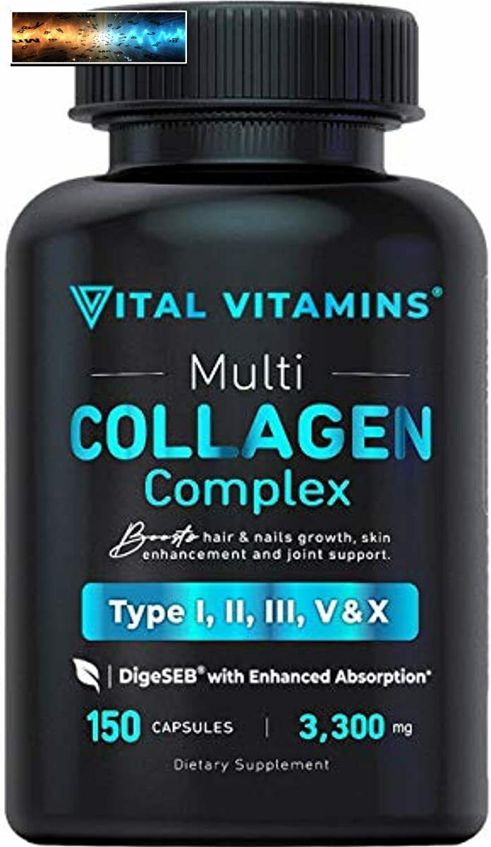 Complesso multi collagene di vitamine vitali - Tipo I, II, III, V, X, nutrito con erba, non geneticamente modificato