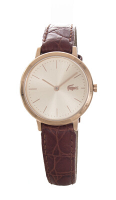 Lacoste Gold Dial Red Leather Band Women's Watch 8.168.827