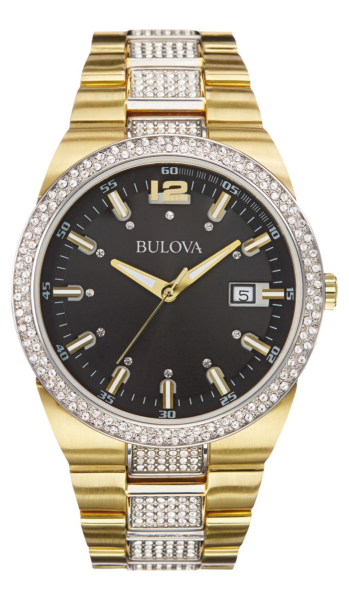 Bulova Men's Crystal Accents Display Quartz Two Tone 43mm Watch 98B235