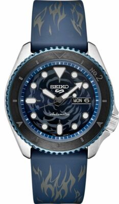 Pre-owned Seiko Men 5 Sports Automatic Blue Rubber Strap Limited Edition Watch Srph 71