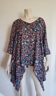 Sacred Threads Clothing Beautiful Paisley Floral Hi Low Rayon Top S/M  (2247)