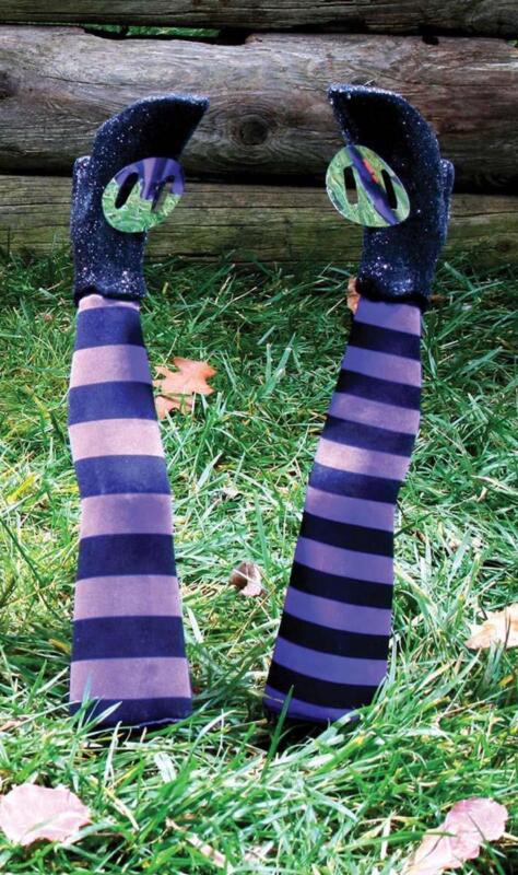 Witch Legs Yard Stakes Grave Breakers Purple/Back Halloween Decor
