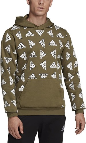 

Мужская флисовая худи с принтом adidas, цвет оливковый, Focus olive
