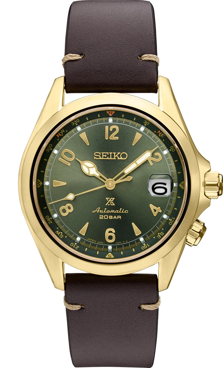 Pre-owned Seiko Prospe Green Dial Leather Strap Watch Spb210