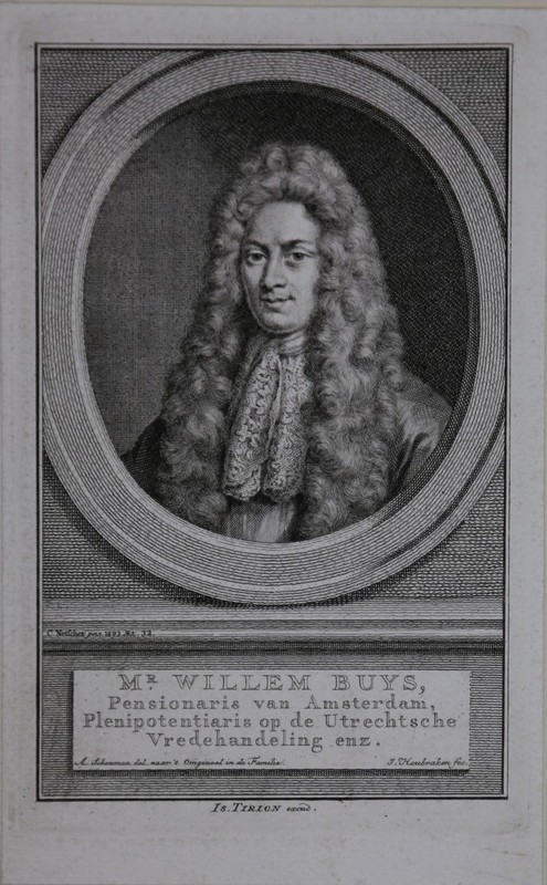 Willem Buys (1661-1749): Portrait Kupferstich Von Houbraken Ca. 1760