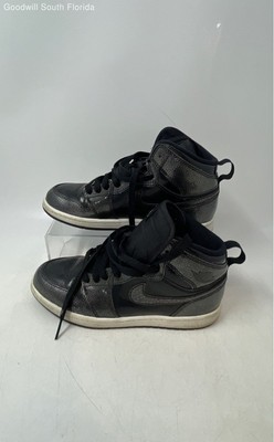 Nike Boys Air Jordan 1 Retro High BP Black Silver Sneakers Shoes Size 3Y