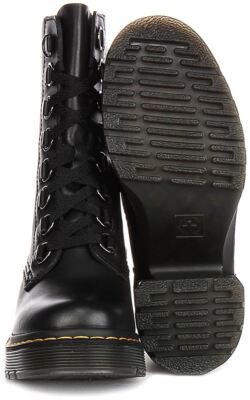 Pre-owned Dr. Martens Dr Martens Combat Lace Up Chesney Flared Heel Womens Boots Black Us 5 - 9