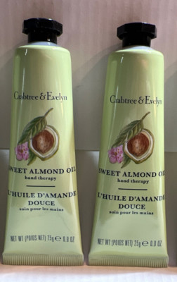 2x Crabtree Evelyn Hand Therapy Cream SWEET ALMOND OIL Lotion Sealed Purse Sz