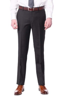 Мужские приталенные темно-серые шерстяные классические брюки из вереска