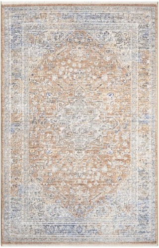 Потертый коврик Oriental Power Loom размером 3 х 5 дюймов коричнево-синего цвета