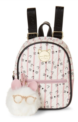 Luv Betsey Johnson Quilted Sadie Smarty Cat Micro Mini Backpack Bag Purse NWT