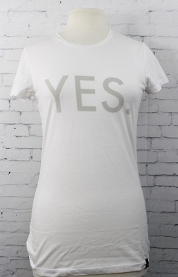 YES. Brand YES Logo Short Sleeve S/S T-Shirt Womens Small Powder White W/ Logo
