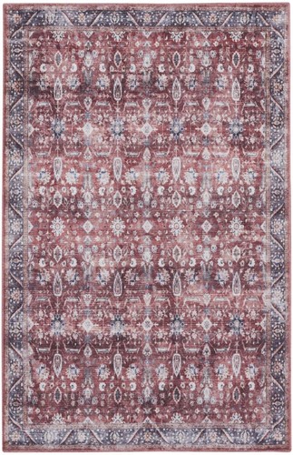 Моющийся нескользящий коврик Oriental Power Loom размером 4 X 6 дюймов красного цвета и цвета слоновой кости
