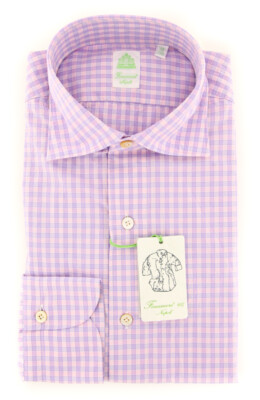 Finamore Napoli Pink Check Shirt - Extra Slim - (201802288)