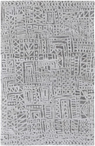 Серый и Серебристый Геометрический Коврик размером 10 X 13 Дюймов, устойчивый к пятнам