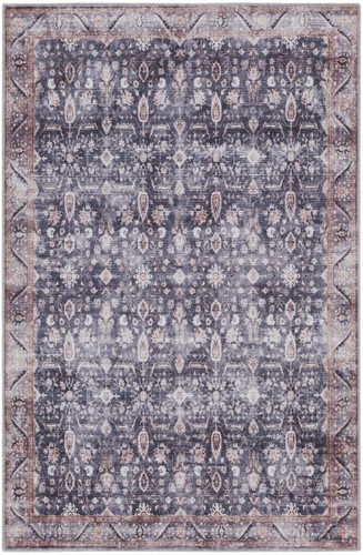 Моющийся нескользящий коврик Oriental Power Loom размером 4 X 6 дюймов синего цвета и цвета слоновой кости