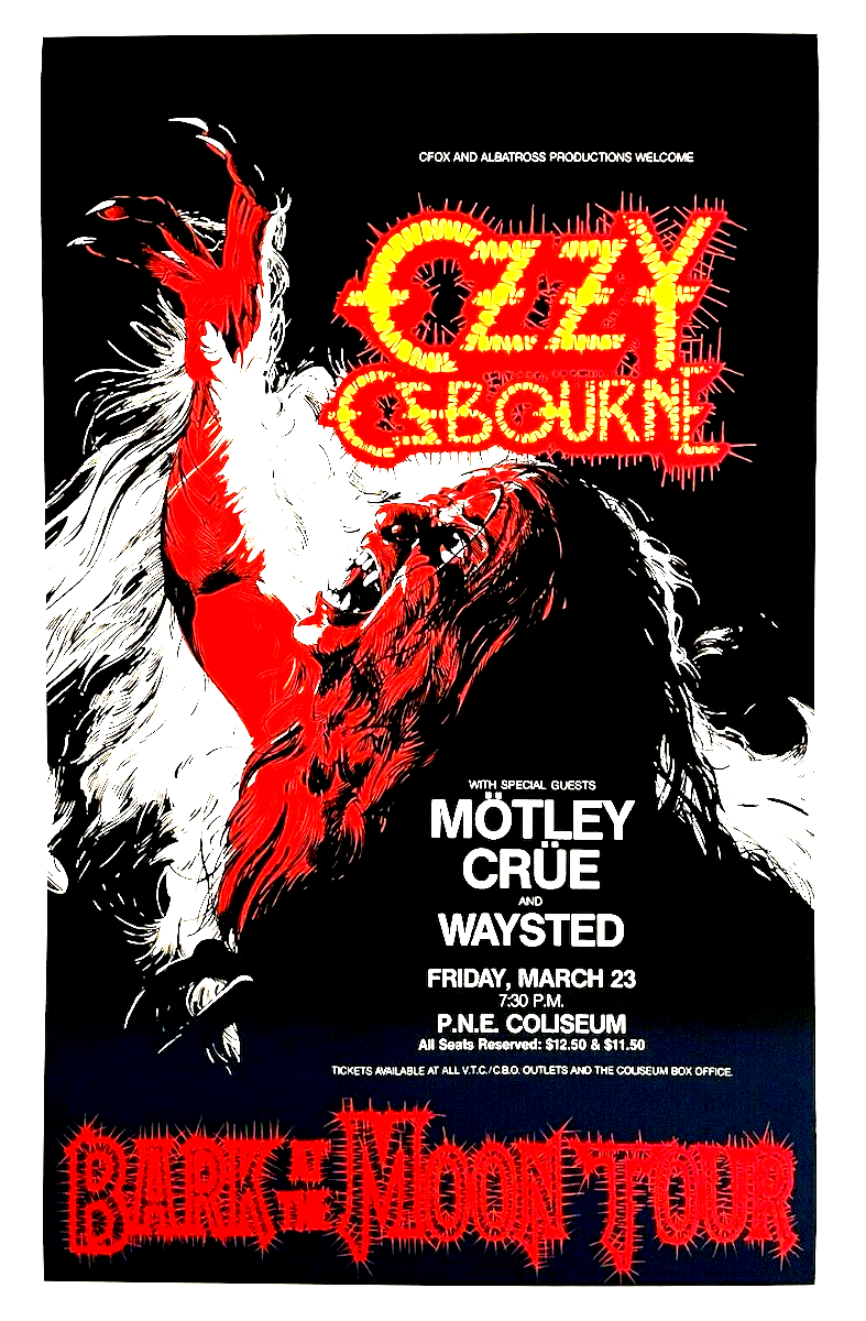 OZZY OSBOURNE / MOTLEY CRUE 1984 TOUR 2nd PRINT PACIFIC