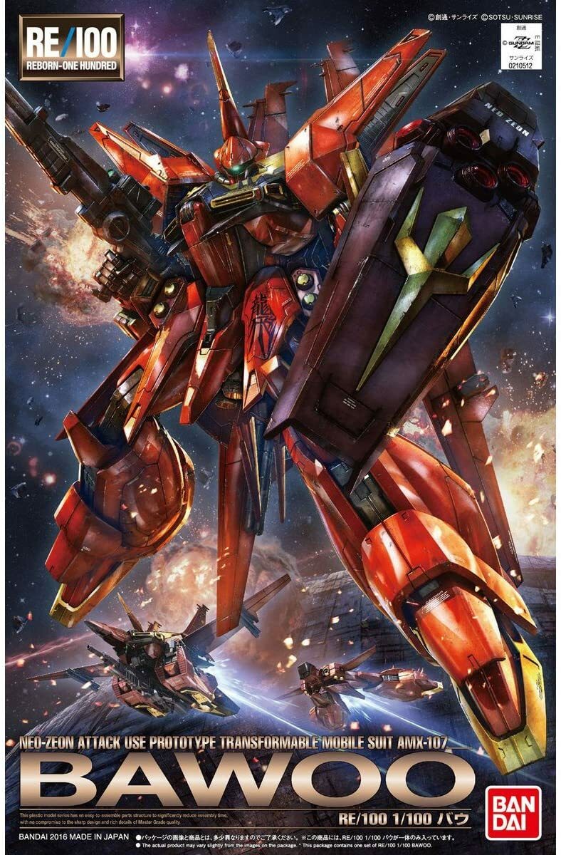 Bandai 1/100 RE/100 AMX-107 Bawoo Gundam ZZ Plastic Model