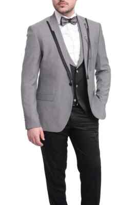 

Смокинг-тройка Cemden Extra Slim Fit серого цвета в клетку с черными бриллиантами, Серый
