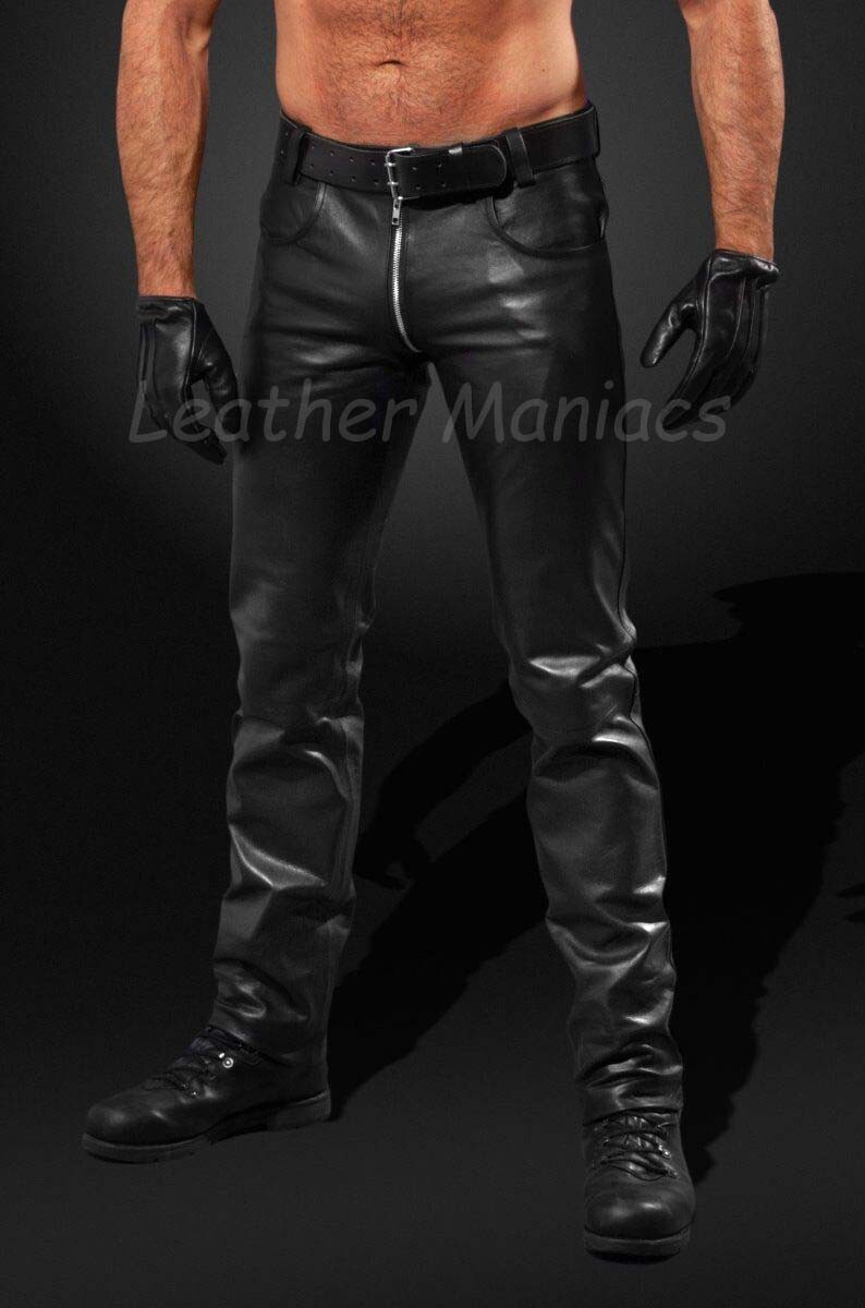 Pre-owned Leather Maniacs Leather Trousers Leather Pants Leather Jeans With 2wege Rv Continuous In Black