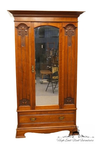 1940's Antique Vintage Wardrobe / Armoire with Mirrored Door