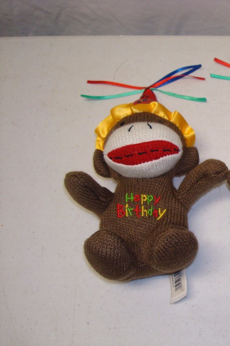 Dan Dee Collectors Choice Happy Birthday Brown Sock Monkey Plush Stuffed Animal