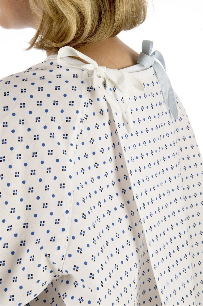 Unisex NHS Wrap Over White Hospital Patient Gown, Reusable Night Dress