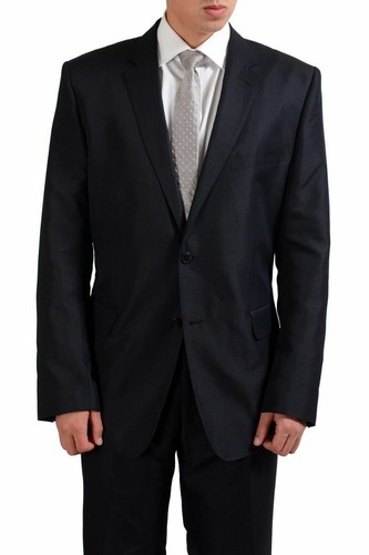 Pre-owned Versace $1620  Silk Wool Black Two Button Men's Suit Us 46 It 56