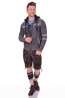 SPIETH &AMP; WENSKY SPIETH&WENSKY TRACHTEN STRICKJACKE HERREN SILVAN GRAU KAPUZE REISSVERSCHLUSS