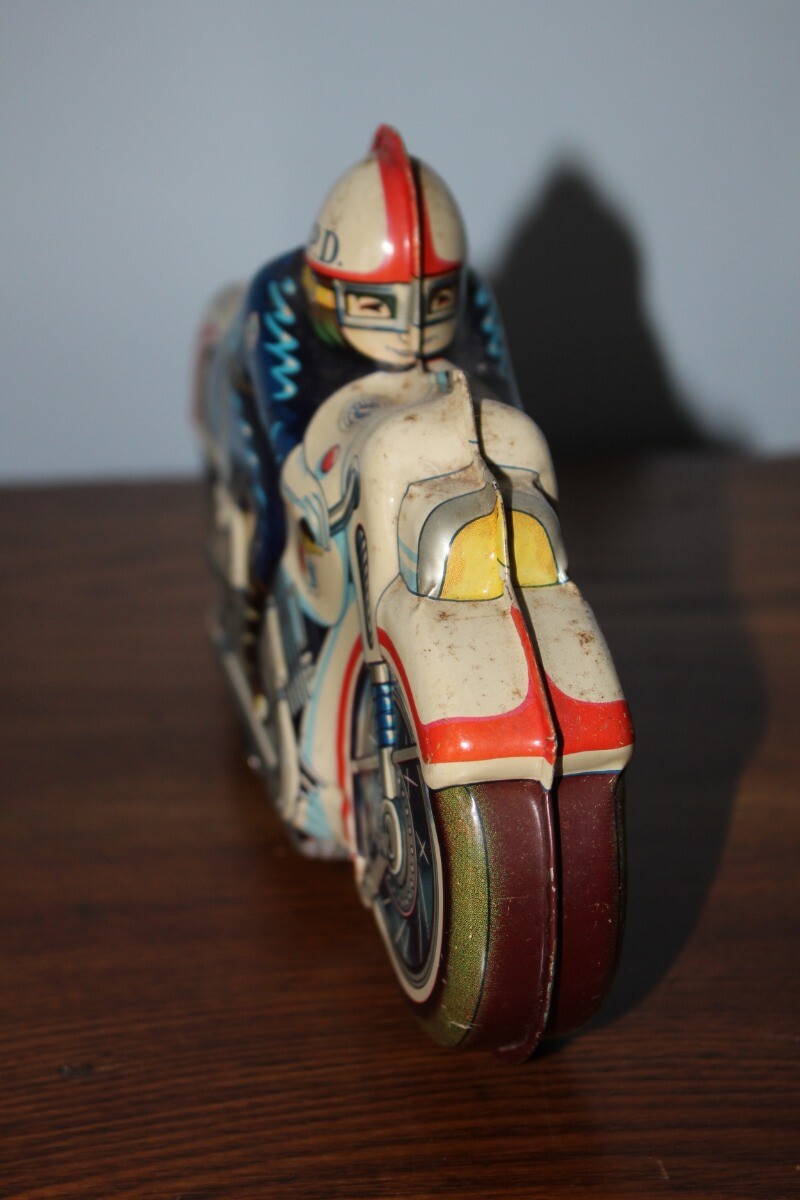 Vtg 1950s ST POLICE DEPARTMENT Motorcycle Friction Tin Litho Toy