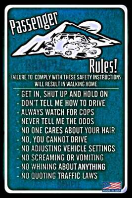 OFF ROAD RULES! METAL SIGN 8''X12'' POLARIS RZR CAN-AM UTV GARAGE PARKING ONLY