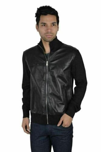 Prada Men's Black Full Zip Wool Leather Jacket US XS IT 44 Prada Men's Black Full Zip Wool Leather Jacket US XS IT 44
