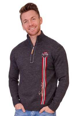 PIZ PALÜ PIZ PALÜ STRICKPULLOVER HERREN PULLOVER UTTING GRAU BLAU TROYER ALPIN OUTDOOR
