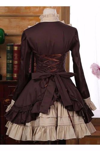 Pre-owned Handmade Custom Made To Order Vintage Lrregular Hem Classic Lolita Dress Plus 1x-10x L145 In Burgundy/beige