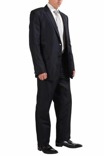 Pre-owned Versace $1620  Silk Wool Black Two Button Men's Suit Us 46 It 56