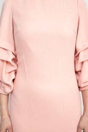 Pre-owned Alberto Makali Crew Neck Gathered 3/4 Sleeve Bodycon Zipper Back Slit Back Scuba In Magenta