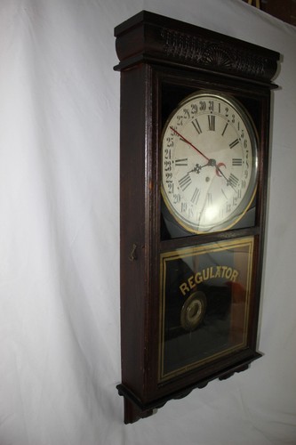 Antique INGRAHAM WALL REGULATOR CALENDAR CLOCK