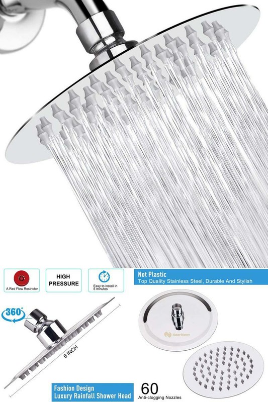 6 Inch Rain Showerhead 2.5 Gpm Chrome Finished New