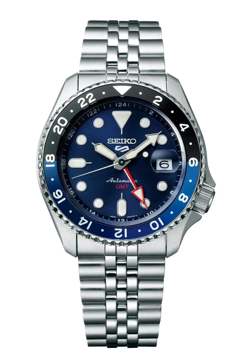 Pre-owned Seiko 5 Skx Sports Gmt Series S. Steel Jubilee Band Automatic Men's Watch Ssk003