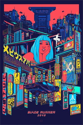 ブレードランナー シルクスクリーン ポスターMONDO 1003枚限定希少。 x/300 Blade Runner 2049 Blacklight Movie Poster Print