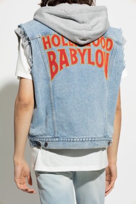 Gucci Men Denim Gilet Vest Jacket Hooded Hollywood Babylon Sz 54/2XL NWOT $3150