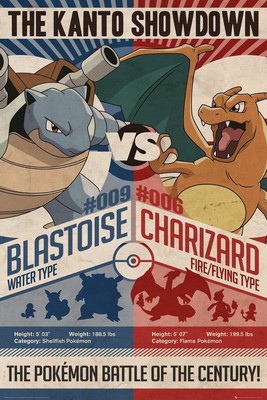Pokemon The Kanto Showdown Blastoise Vs Charizard Poster Size 24x36のebay公認海外通販 セカイモン