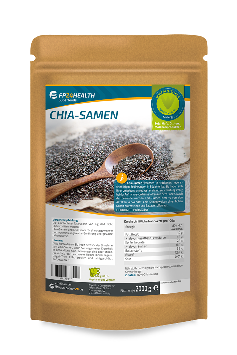 FP24 Health Chia Samen 2kg - Rückstandskontrolliert - Rohkost Qualität - 2000g