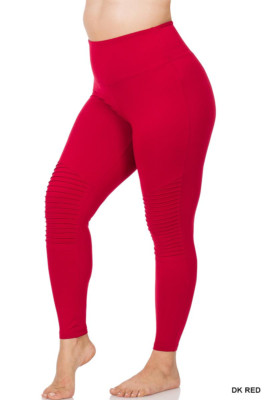 Zenana Plus Size Full Length WIDE WAISTBAND MOTO LEGGINGS