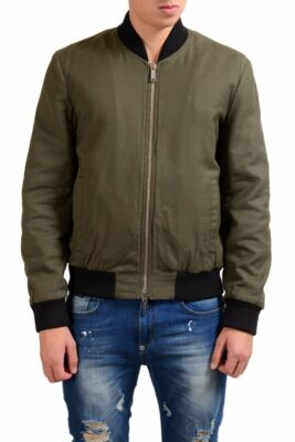 Dsquared2 Men's Olive Green Full Zip Padded Bomber Jacket Size XS M