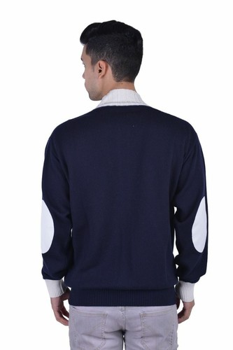 Pre-owned Doriani Men's 100% Cashmere Suede Trimmed Full Zip Sweater M L Xl 2xl 3xl 4xl In Blue