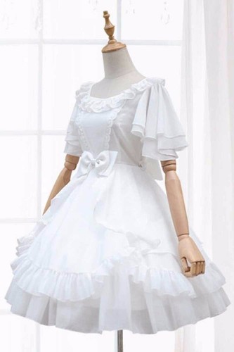Pre-owned Handmade Custom Made To Order Lolita Tiered Ruffle Hem Wedding Prom Dress Plus1x-10x L152 In White
