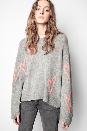 Zadig & Voltaire Markus Heart Cashmere Sweater Top Jacket Zadig & Voltaire Markus Heart Cashmere Sweater Top Jacket