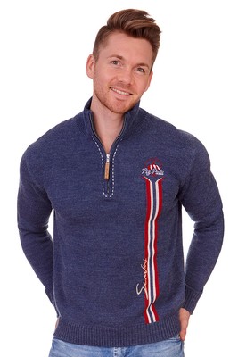 PIZ PALÜ PIZ PALÜ STRICKPULLOVER HERREN PULLOVER UTTING GRAU BLAU TROYER ALPIN OUTDOOR